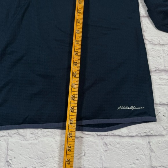 Eddie Bauer Womens Pullover Fleece Blue 1/2 Zip Flare Hem Thumb Holes Running - Picture 3 of 10